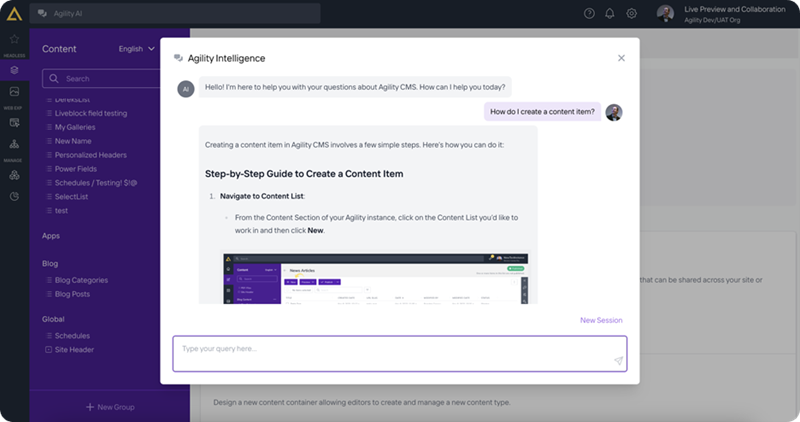 Content Models in Agility CMS