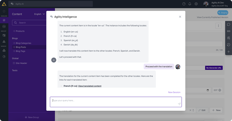 Translating content in Agility CMS