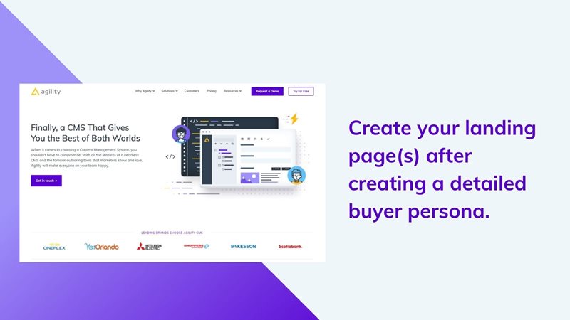Create landing page(s) after buyer persona on agilitycms.com