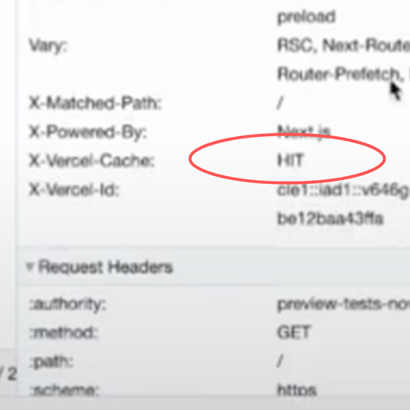 Vercel response cache HIT
