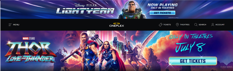 Cineplex banner on agilitycms.com 