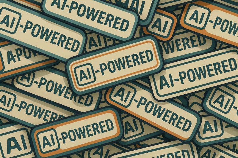 a bunch of "AI Powered" signs 