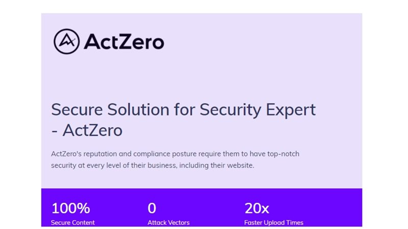 Actzero security case study using Agility CMS