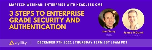 Enterprise Security webinar CTA on agilitycms.com