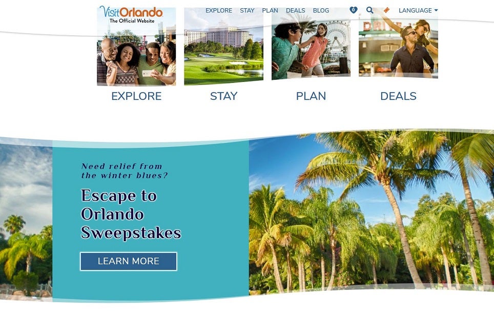 Visit Orlando website screenshot